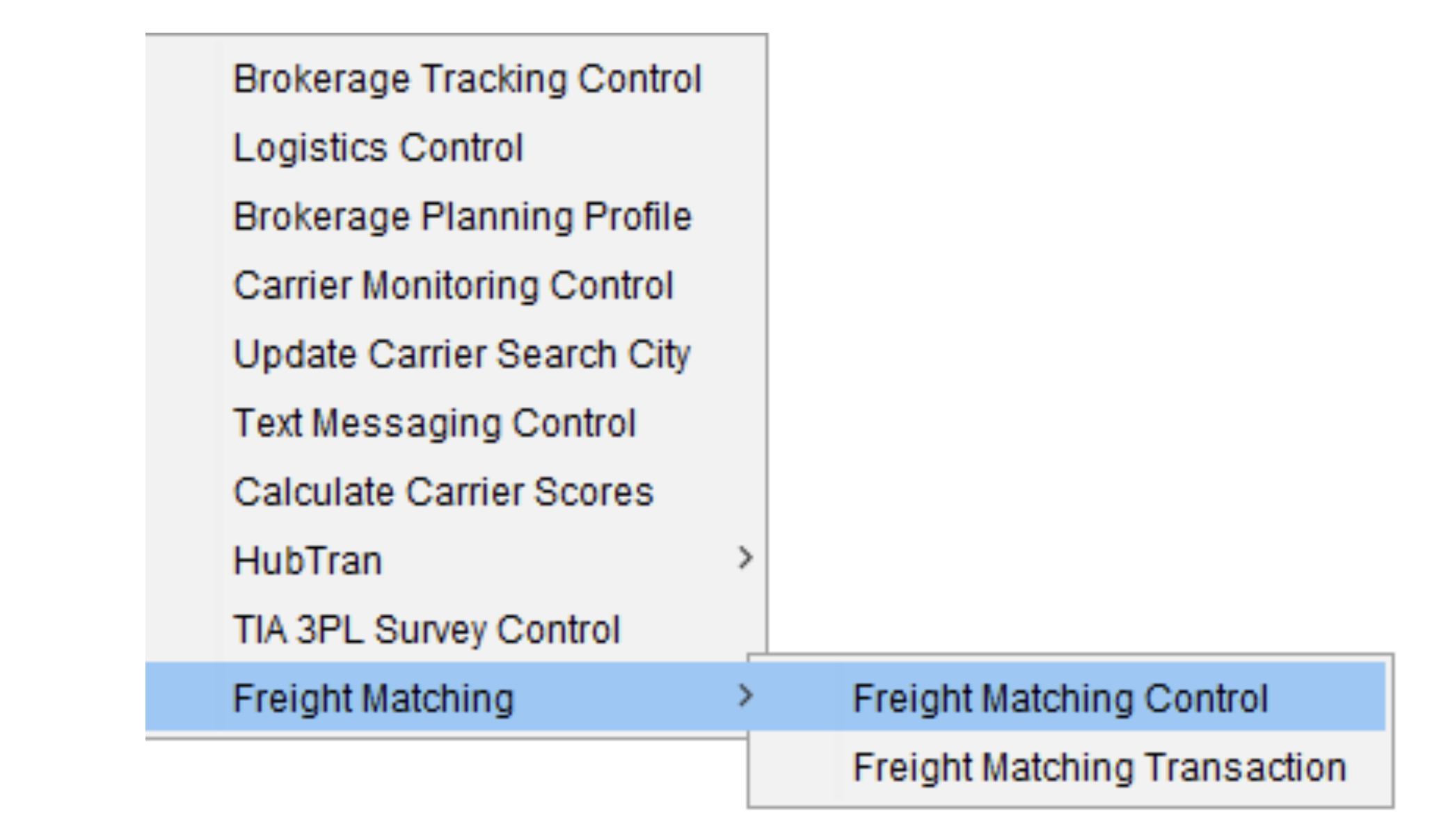 mcleod freight matching control menu