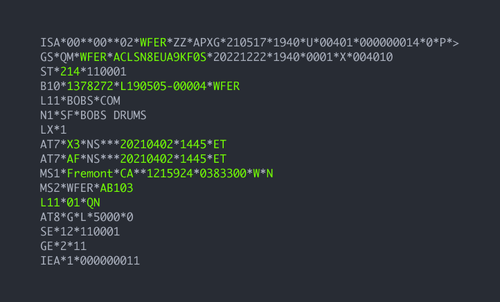 EDI required fields