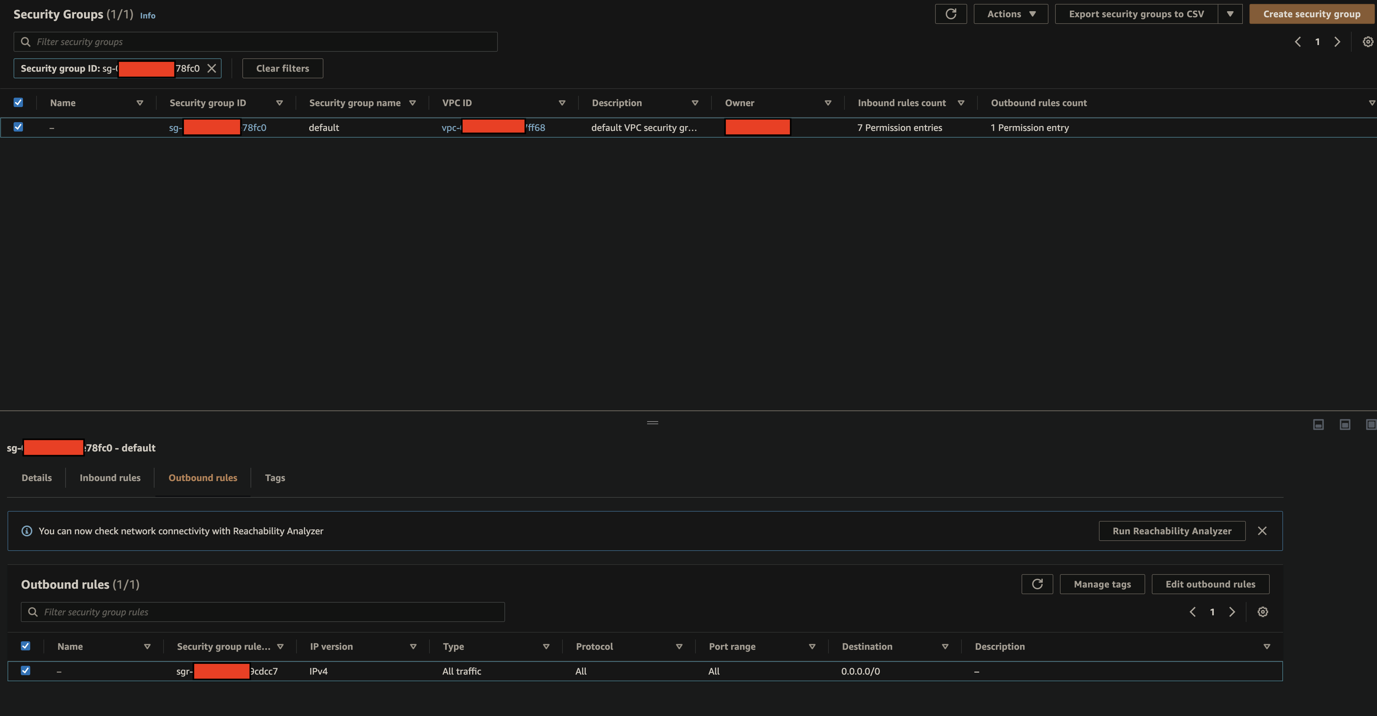 AWS Transfer Security Group Outbound Rules